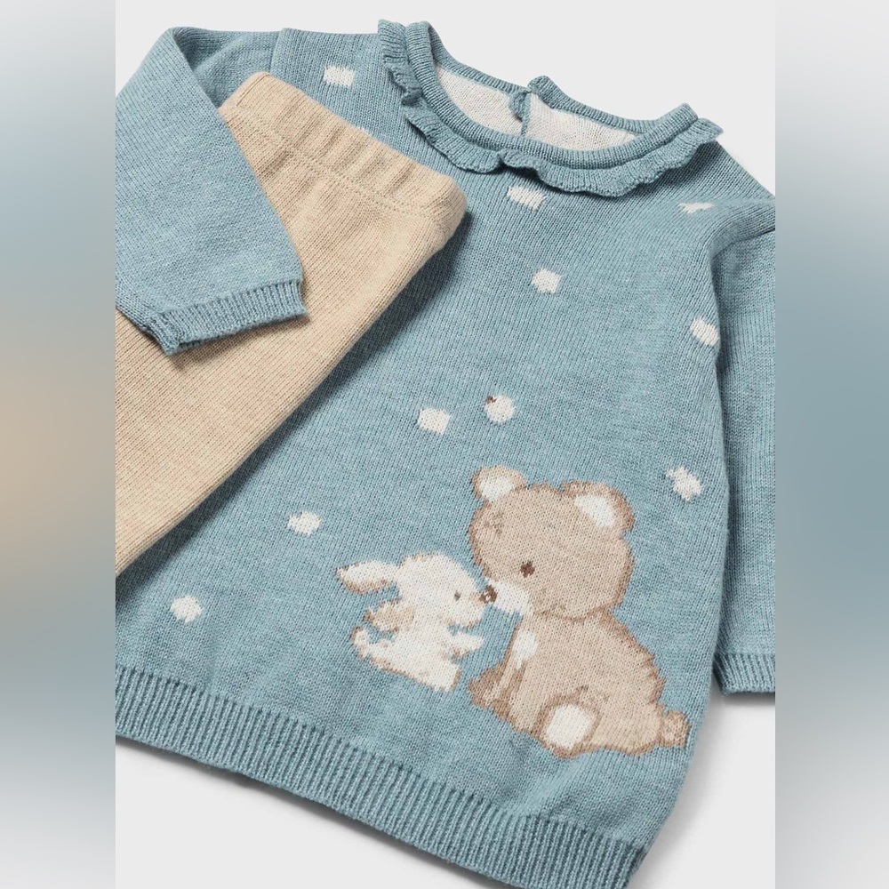 Mayoral | Blue Sweater Bear and Rabbit Design